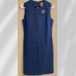 Tory Burch Navy Logo Button Detail Pencil Dress 4
